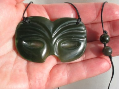 Masquerade Mask pendant in NZ jade