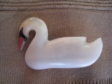 White Swan brooch in white Petrified wood